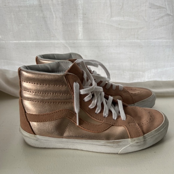 Women's High Top Vans - Pink/Metallic Rose Gold - Picture 3 of 7